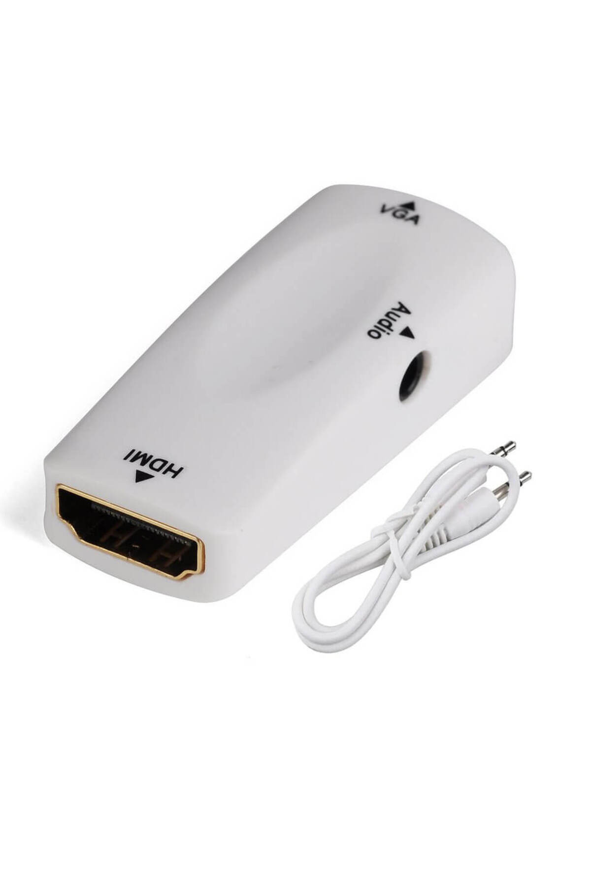 Koodmax Hdmi To Vga Çevirici Kablo 1080p Hdmı Dişi - Vga Dişi Ses Destekli Dönüştürücü - Beyaz Renk - Beyaz
