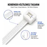 20Cm Kablo Bağı Cırt Kelepçe Kablo Toplama 100 Lü Paket Beyaz