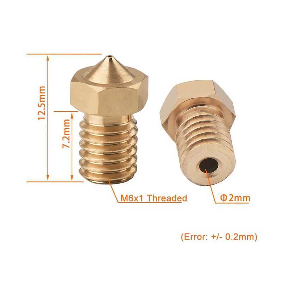 3D Yazıcı Extruder M6 1.75mm/ 0.5mm V5/V6 Pirinç Nozzle Baskı Kafası - GD19