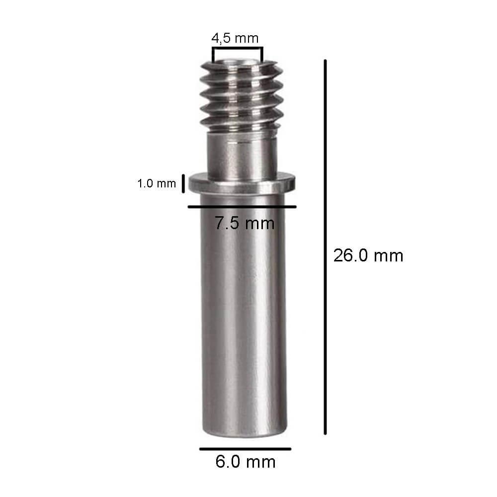 3D Yazıcı Hotend Mega S/Pro/Vyper 4.1 Düz Boyun Hortumu Paslanmaz Çelik Barel - GD28