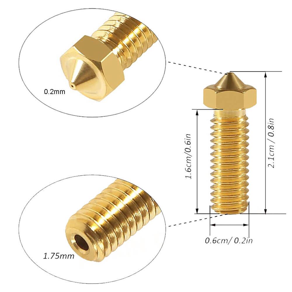 3D Yazıcı Extruder M6 Filament 1.75mm/ 0.2mm Baskı Kafası Volkan Nozzle - GD51
