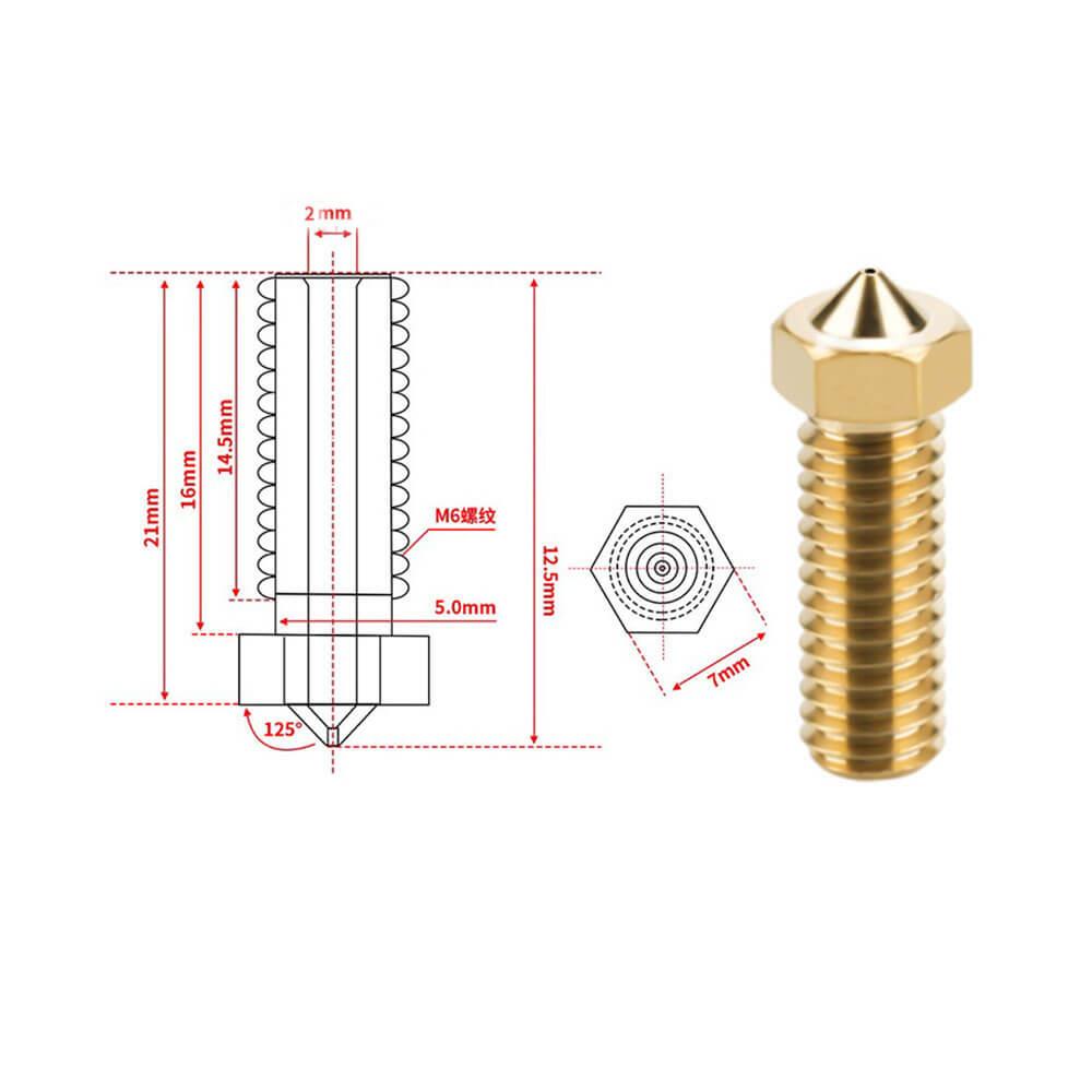 3D Yazıcı Extruder M6 Filament 1.75mm/ 1.0mm Baskı Kafası Volkan Nozzle - GD56