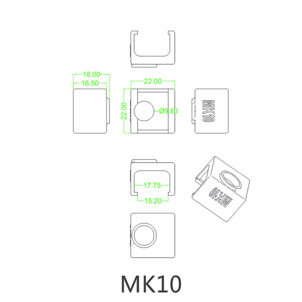 3D Yazıcı MK10 Alüminyum Isıtıcı Blok Silikon Kılıfı - Siyah - GD65