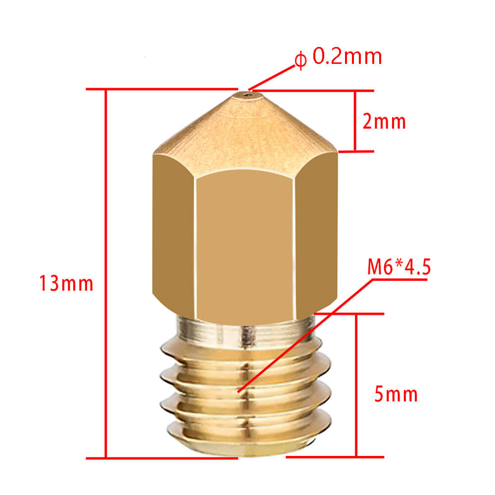 3D Yazıcı MK8 Extruder 1.75mm / 0.2mm Baskı Kafası Nozzle - GD98