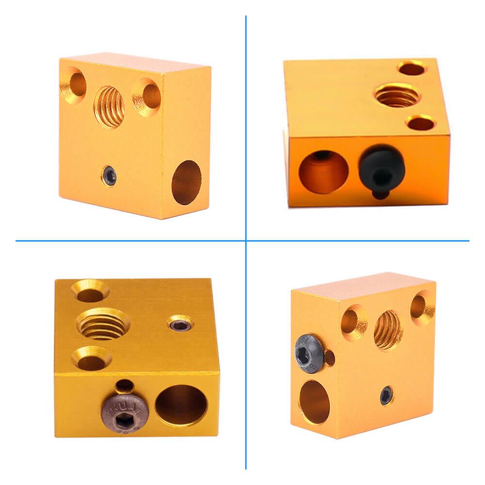 3D Yazıcı CR10 Isıtıcı Blok MK7/MK8 Baskı Kafası Bakır Renk Alüminyum Blok - GD126