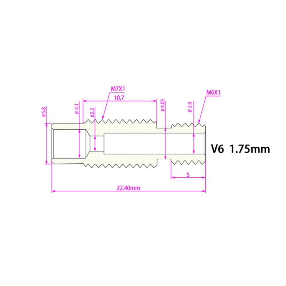 3D Yazıcı E3D V6 M7X22MM Barel - 4.1mm - GD140