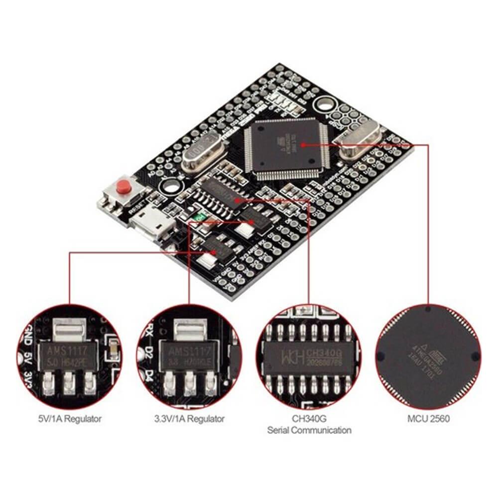 Arduino Mega2560 Pro Mini Atmega2560-16au Usb Ch340g Geliştirme Kartı Chip - YA8