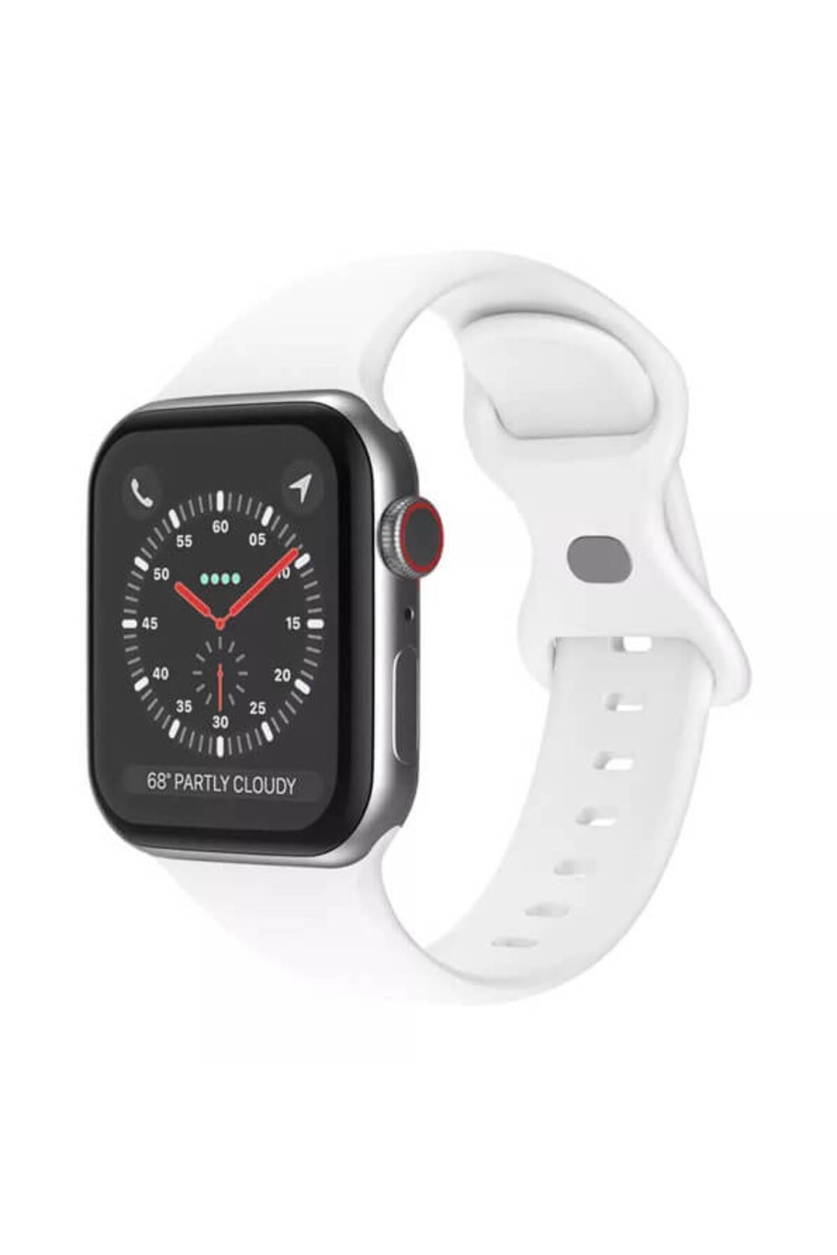 Apple Watch 1, 2, 3, 4, 5, 6, 7, Se Silikon Kordon Kayış - S-m Beden 42/44/45mm - Beyaz - Apple Watch BW2