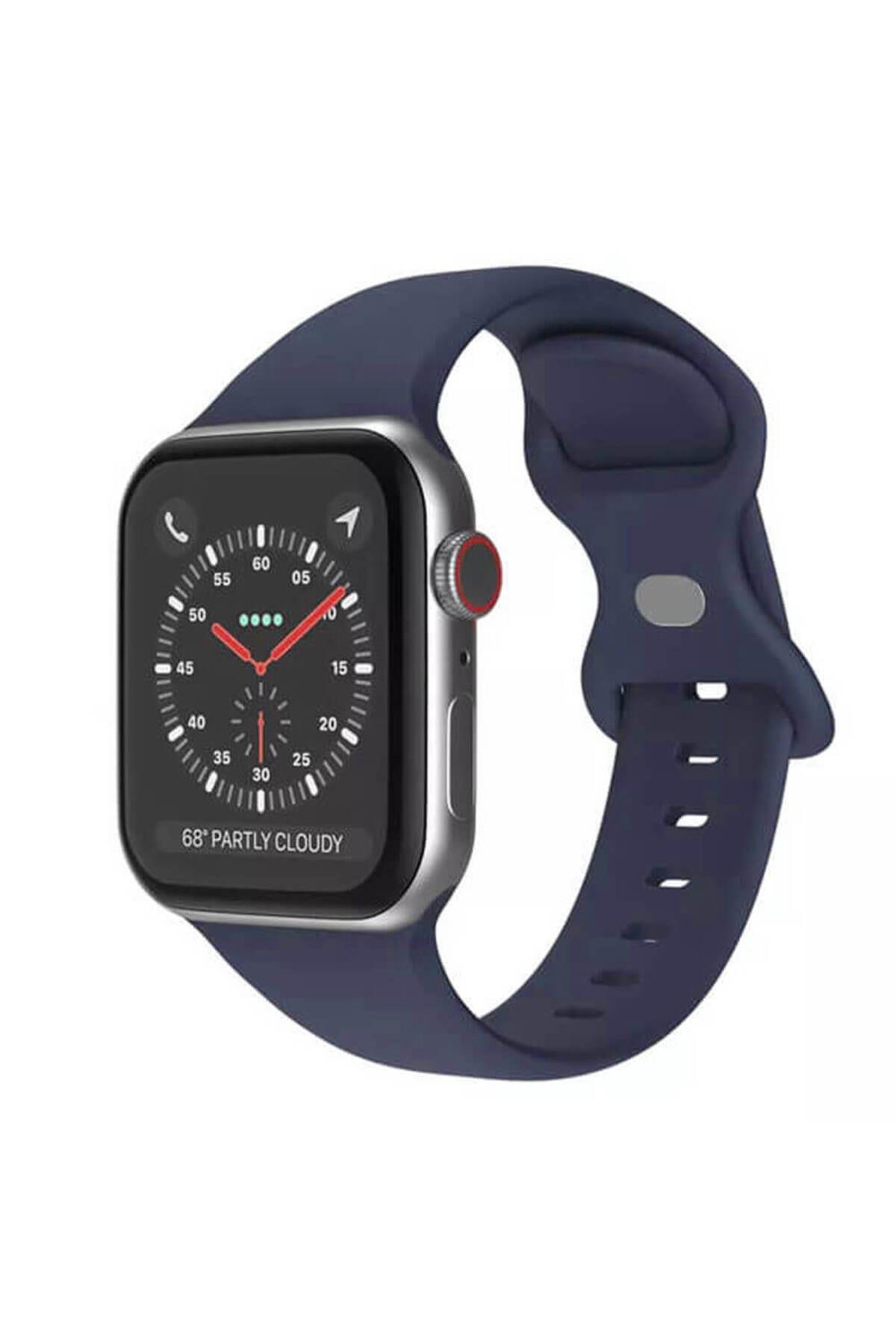 Apple Watch 1, 2, 3, 4, 5, 6, 7, Se Silikon Kordon Kayış - S-m Beden 42/44/45mm - Lacivert - Apple Watch BW2