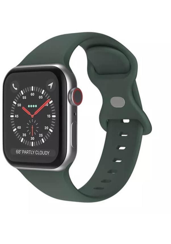 Apple Watch 1, 2, 3, 4, 5, 6, 7, Se Silikon Kordon Kayış - S-m Beden 42/44/45mm - Haki Yeşil - Apple Watch BW2