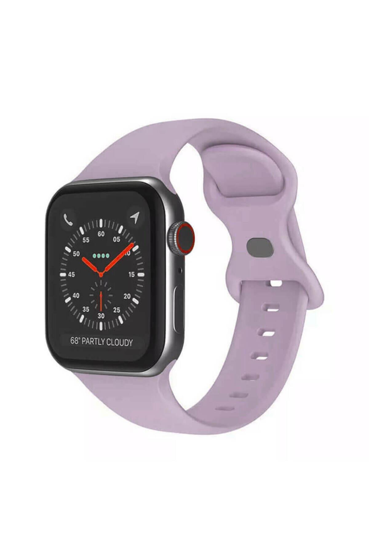 Apple Watch 1, 2, 3, 4, 5, 6, 7, Se Silikon Kordon Kayış - S-m Beden 42/44/45mm - Lavanta - Apple Watch BW2