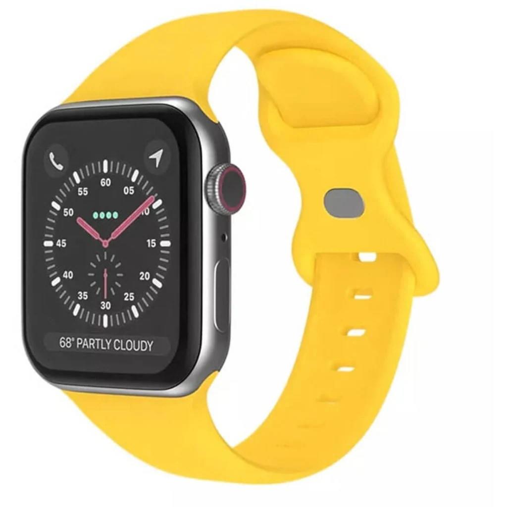 Apple Watch 1, 2, 3, 4, 5, 6, 7, 8, Se Silikon Kordon Kayış - M-l Beden 42/44/45mm - Sarı 04.Sarı - BW4