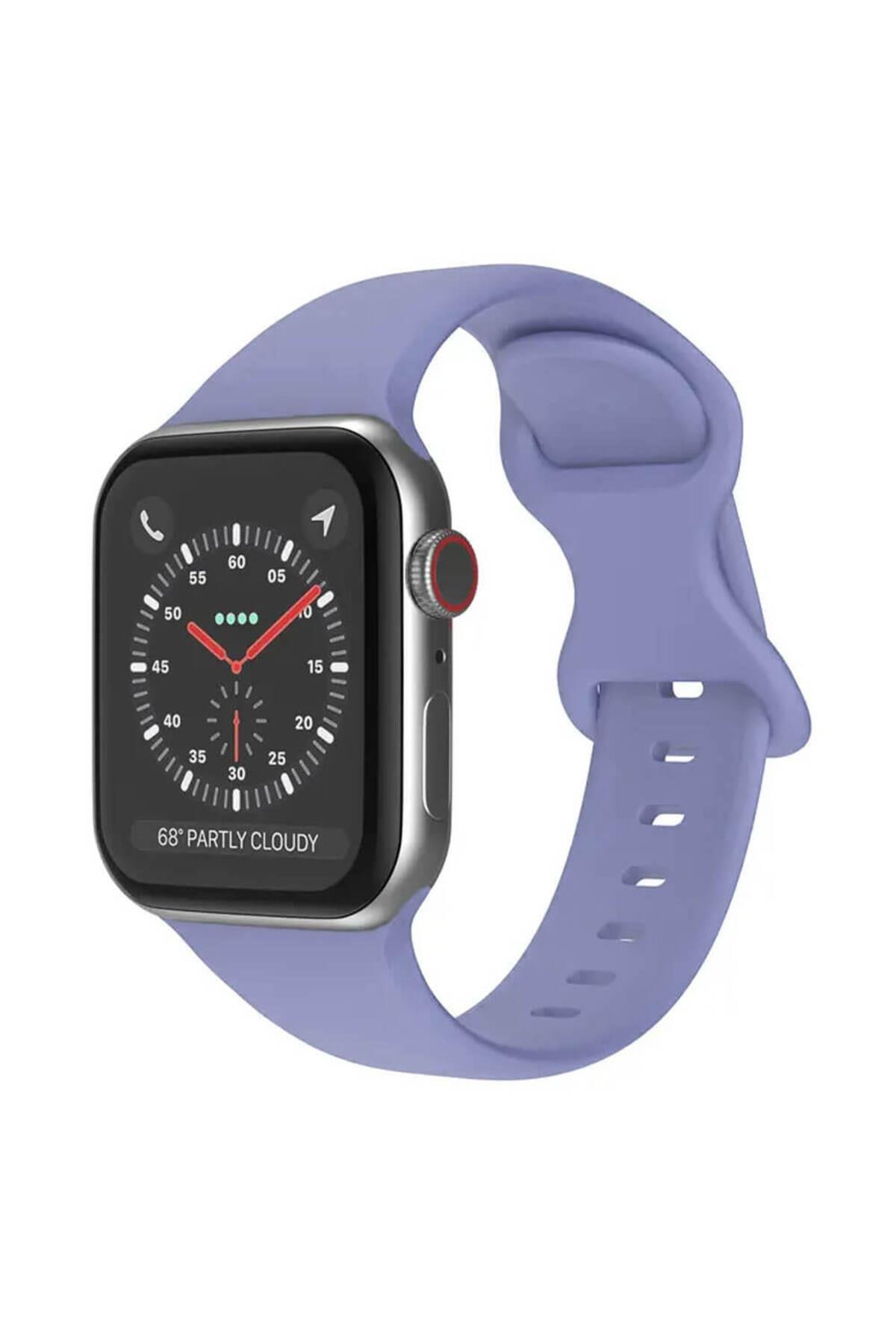 Apple Watch 1, 2, 3, 4, 5, 6, 7, 8, Se Silikon Kordon Kayış - M-l Beden 42/44/45mm - Leylak 02 Mor - BW4