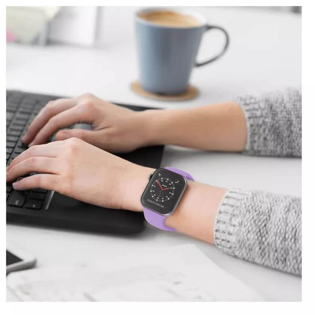 Apple Watch 1, 2, 3, 4, 5, 6, 7, 8, Se Silikon Kordon Kayış - M-l Beden 42/44/45mm - Leylak 02 Mor - BW4