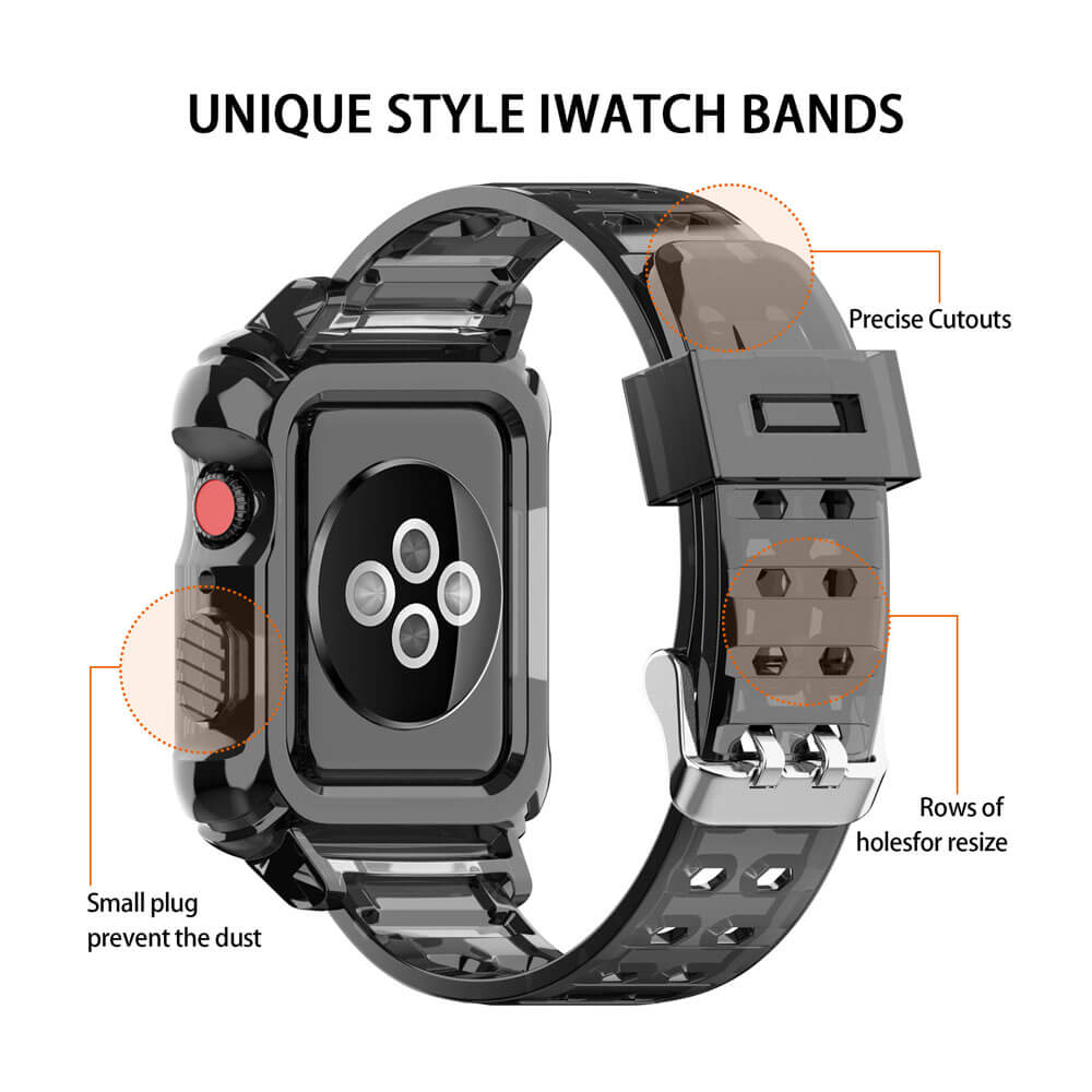 Apple Watch 1, 2, 3, 4, 5, 6, 7, 8, Se Kasa Koruma 38/40/41mm Spor Kordon Kayış - Siyah - BW5