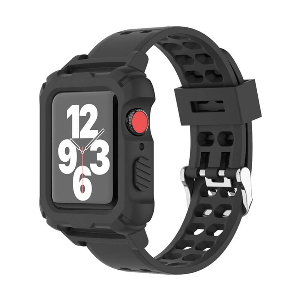 Apple Watch 1, 2, 3, 4, 5, 6, 7, 8, Se Kasa Koruma 38/40/41mm Spor Kordon Kayış - Siyah - BW5