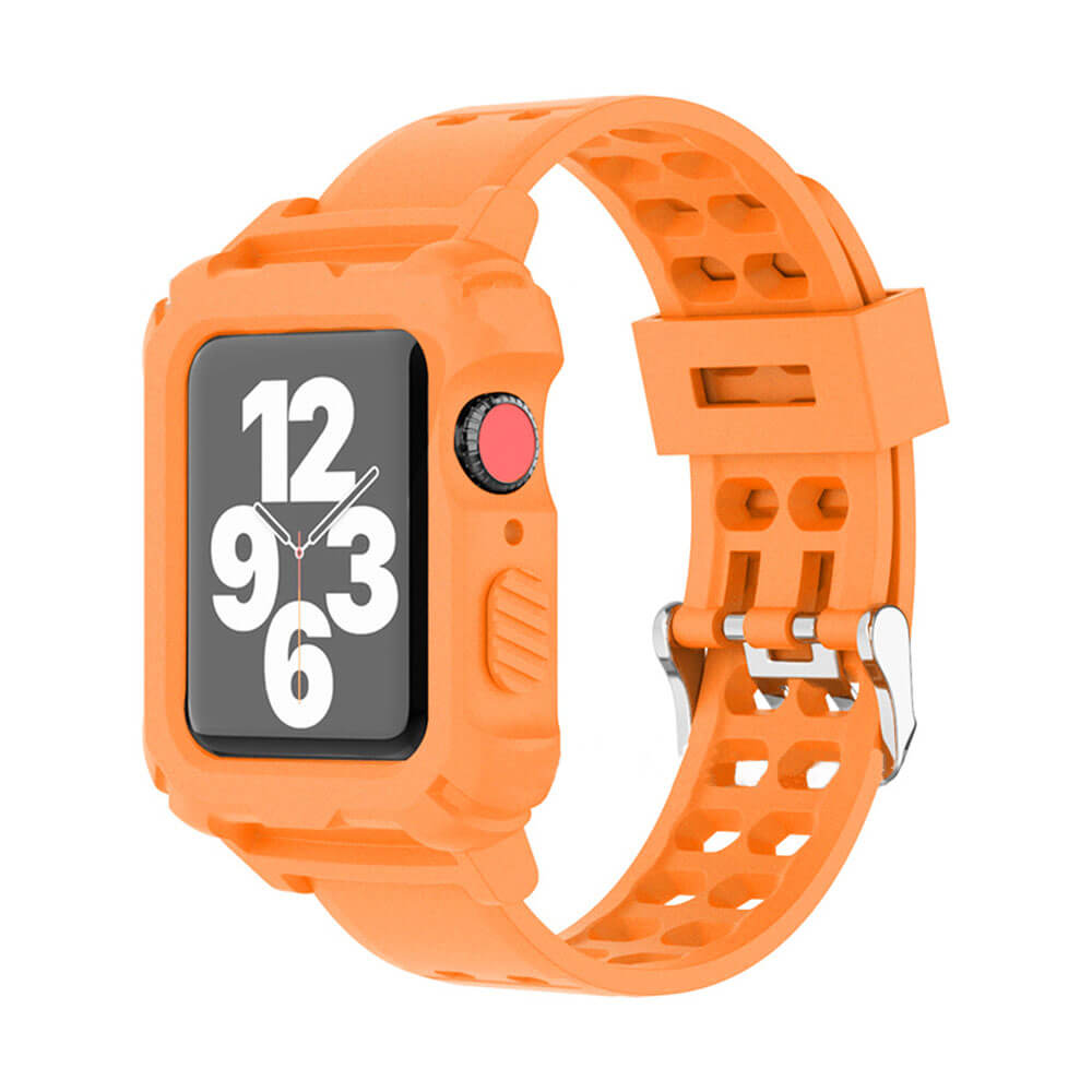 Apple Watch 1, 2, 3, 4, 5, 6, 7, 8, Se Kasa Koruma 38/40/41mm Spor Kordon Kayış - Turuncu - BW5