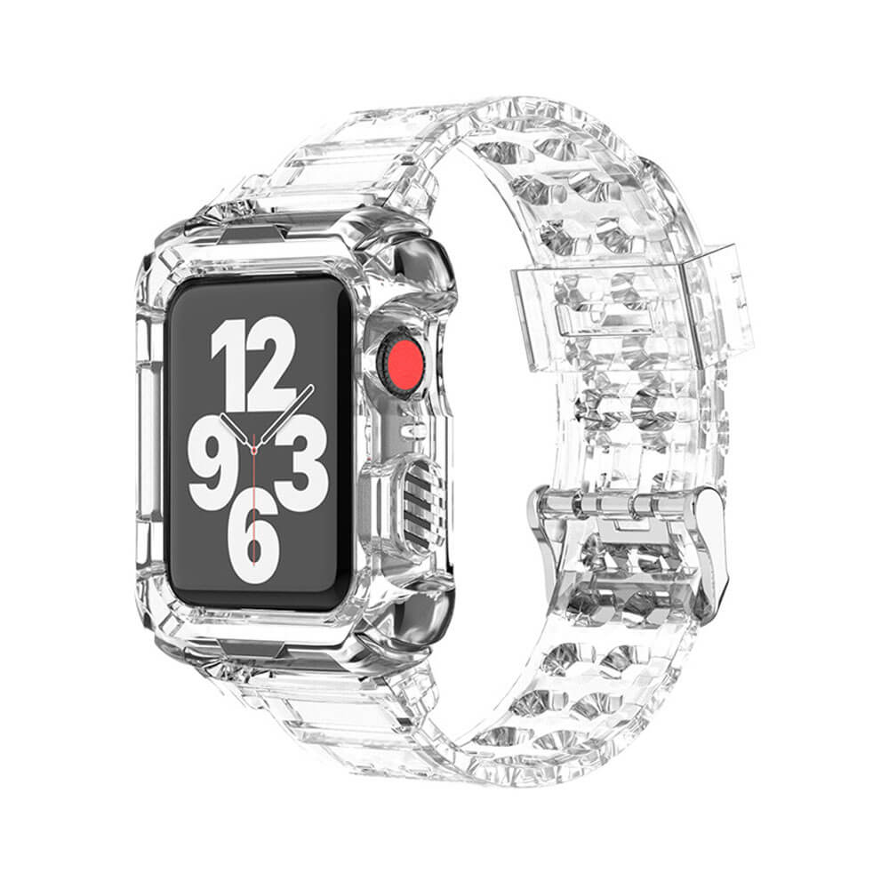Apple Watch 1, 2, 3, 4, 5, 6, 7, 8, Se Kasa Koruma 38/40/41mm Spor Kordon Kayış - Şeffaf - BW5