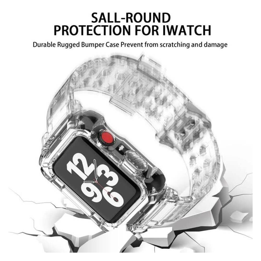 Apple Watch 1, 2, 3, 4, 5, 6, 7, 8, Se Kasa Koruma 38/40/41mm Spor Kordon Kayış- Kamuflaj Haki - BW5