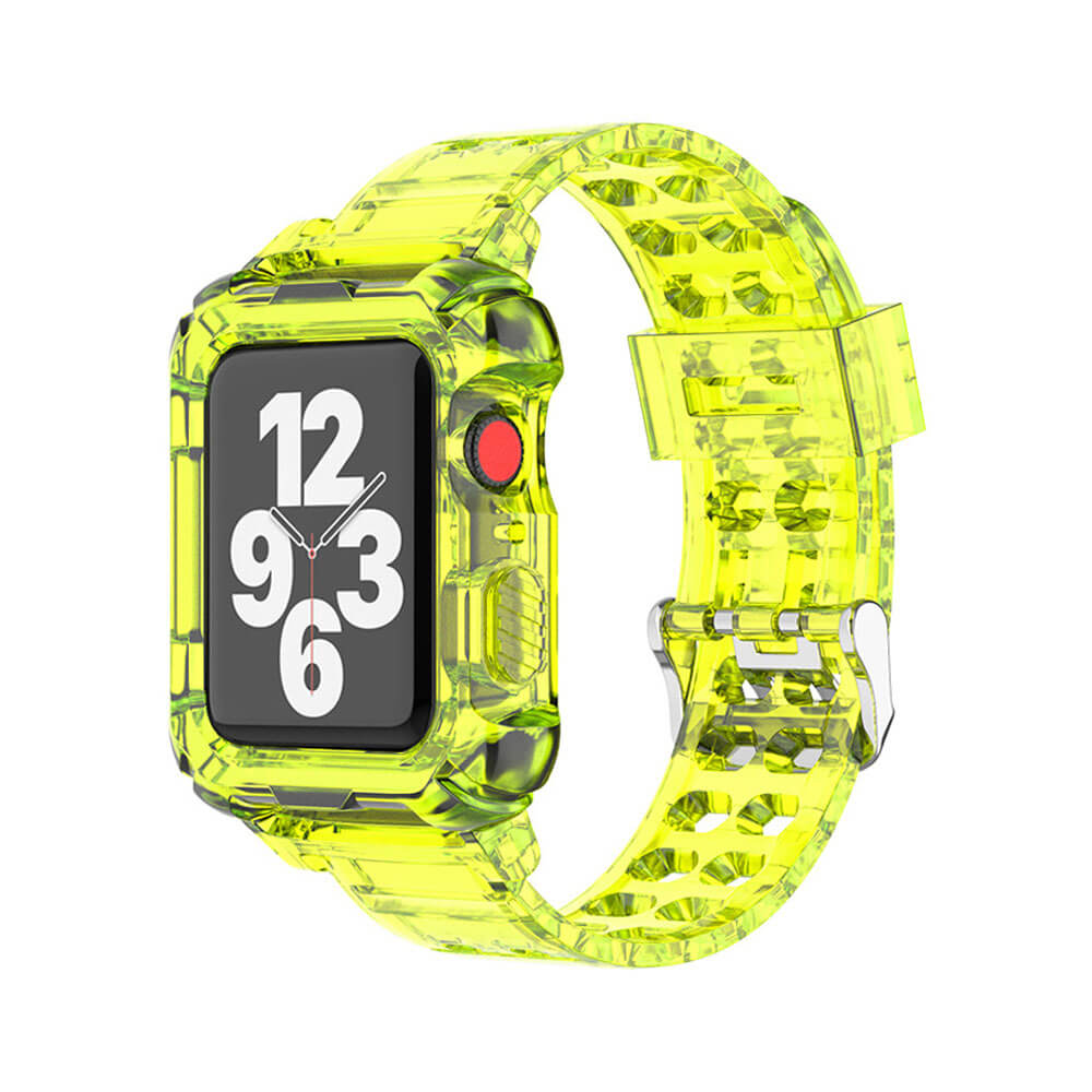 Apple Watch 1, 2, 3, 4, 5, 6, 7, 8, Se Kasa Koruma 42/44/45mm Spor Kordon Kayış - Sarı - BW6