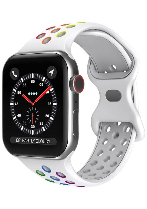 Apple Watch 1, 2, 3, 4, 5, 6, 7, 8, Se Nike Serisi Kordon S-m 38/40/41mm - Beyaz Gökkuşağı 01 Beyaz - BW7