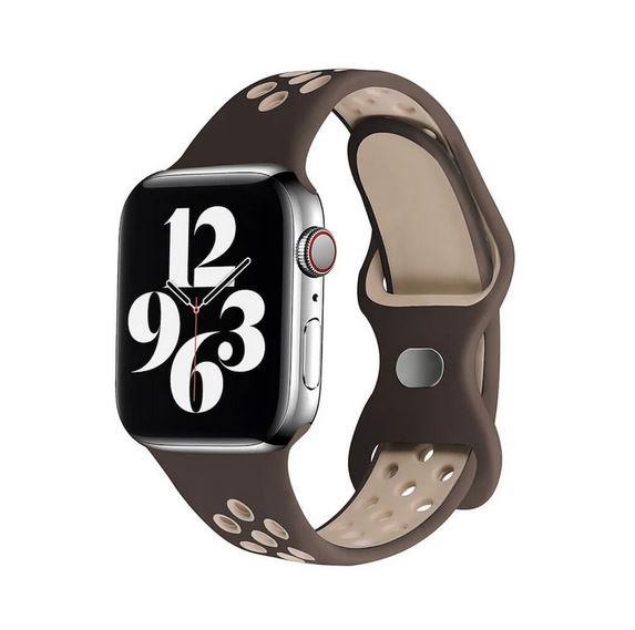 Apple Watch 1, 2, 3, 4, 5, 6, 7, 8, Se Nike Serisi Kordon S-m 42/44/45mm - Kahve Krem 34-Kahve Açık - BW8