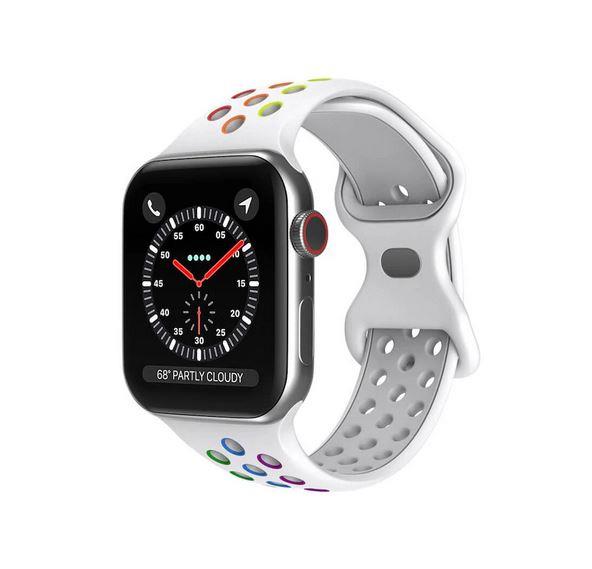 Apple Watch 1, 2, 3, 4, 5, 6, 7, 8, Se Nike Serisi Kordon S-m 42/44/45mm - Beyaz Gökkuşağı 01 Beyaz - BW8