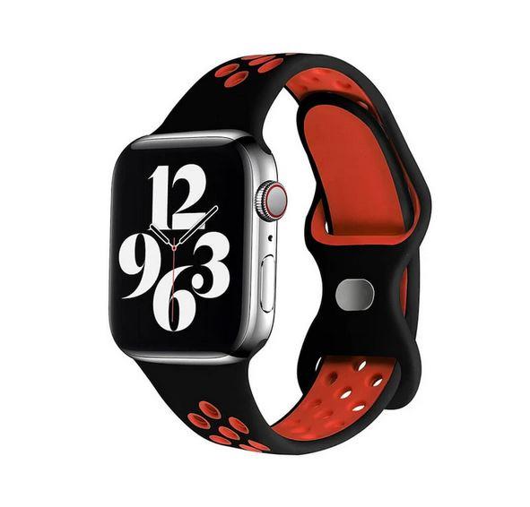Apple Watch 1, 2, 3, 4, 5, 6, 7, 8, Se Nike Serisi Kordon M-l Beden 38/40/41mm - Siyah Kırmızı 03.Siyah-Kırmızı - BW9