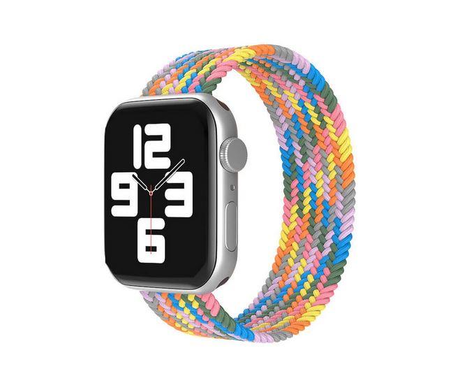 Apple Watch 1 2 3 4 5 6 7 8 Se Ultra Spor Loop Örgü Kordon L Beden 38/40/41mm - Gökkuşağı 02 Gökkuşağı