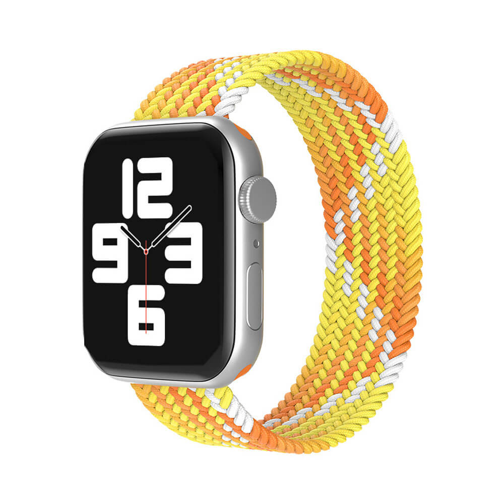 Apple Watch 1 2 3 4 5 6 7 8 Se Ultra Spor Loop Örgü Kordon Xs Beden 42/44/45mm - Sarı-Turuncu Desenli - BW15
