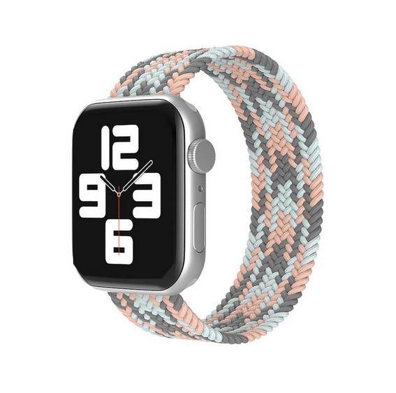 Apple Watch 1 2 3 4 5 6 7 8 Se Ultra Spor Loop Örgü Kordon S Beden 42/44/45mm- Gri Mavi Pembe 3-Grikoyu-Mavi - BW16