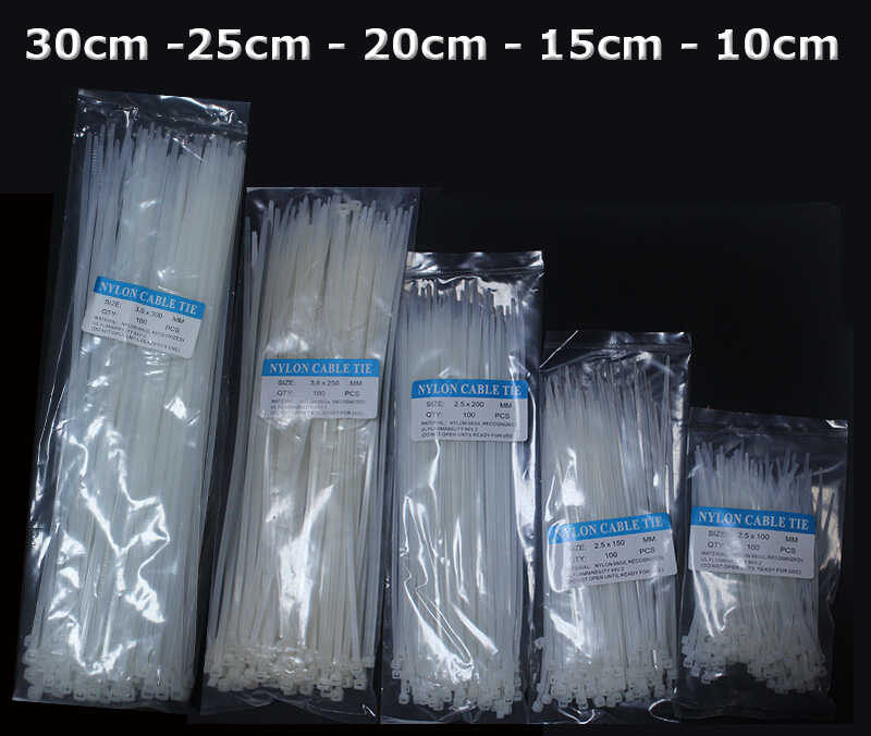 3.6*250mm - Beyaz - 25cm Kablo Bağı