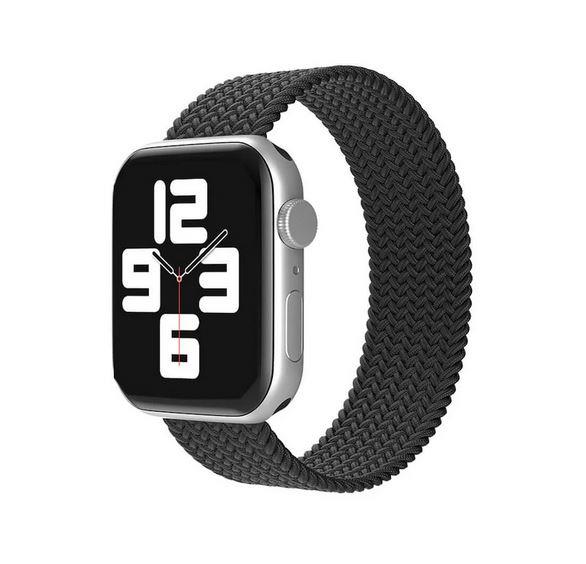 Apple Watch 1 2 3 4 5 6 7 8 Se Ultra Spor Loop Örgü Kordon L Beden 42/44/45mm - Siyah 01 Siyah - BW18