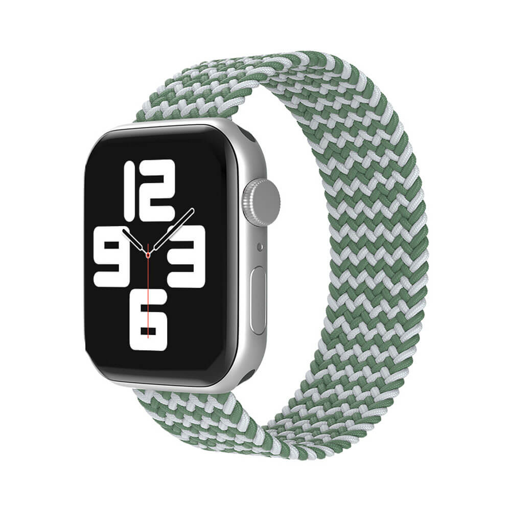 Apple Watch 1 2 3 4 5 6 7 8 Se Ultra Spor Loop Örgü Kordon M Beden 42/44/45mm - Yeşil-Beyaz Desenli - BW17