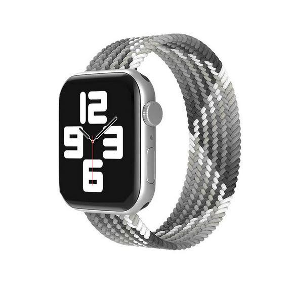 Apple Watch 1 2 3 4 5 6 7 8 Se Ultra Spor Loop Örgü Kordon L Beden 42/44/45mm - Siyah Gri 09.Siyah-Gri