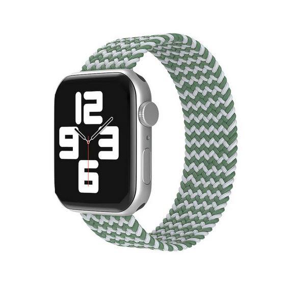 Apple Watch 1 2 3 4 5 6 7 8 Se Ultra Spor Loop Örgü Kordon L Beden 42/44/45mm - Yeşil Beyaz 19-Yeşil - BW18
