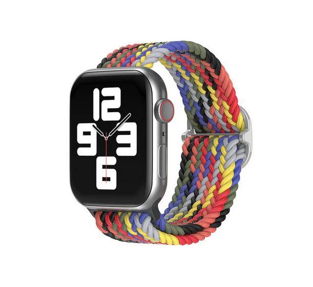 Apple Watch 1 2 3 4 5 6 7 8 Se Ultra Solo Loop Esnek Örgü Tokalı Kordon 38/40/41mm - Gökkuşağı .Gökkuşağı-38-40-41 MM
