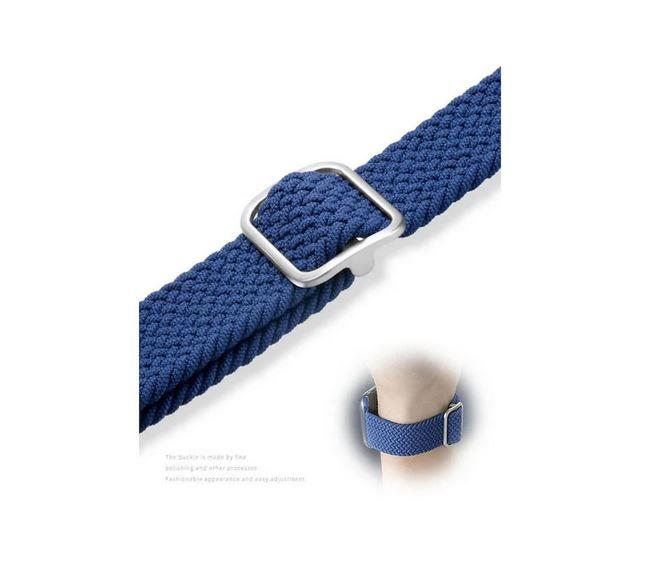 Apple Watch 1 2 3 4 5 6 7 8 Se Ultra Solo Loop Esnek Örgü Tokalı Kordon 38/40/41mm- Mavi Beyaz 1-Mavi-Beyaz - BW19