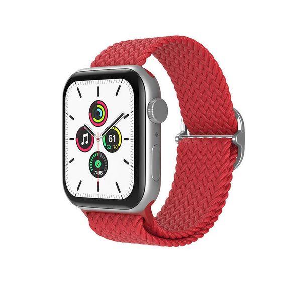 Apple Watch 1 2 3 4 5 6 7 8 Se Ultra Solo Loop Esnek Örgü Tokalı Kordon 42/44/45/49mm- Kırmızı 06 Kırmızı