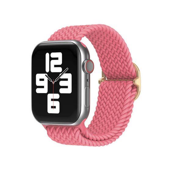 Apple Watch 1 2 3 4 5 6 7 8 Se Ultra Solo Loop Esnek Örgü Tokalı Kordon 42/44/45/49mm - Pembe 13-Pembe