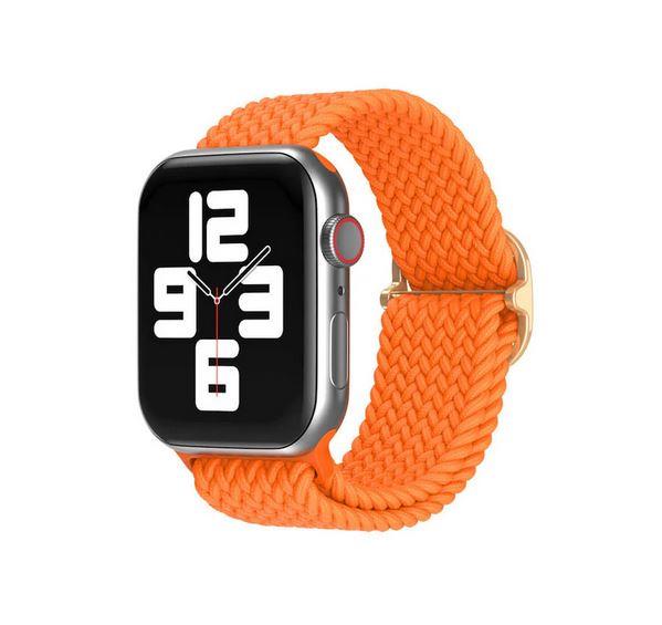 Apple Watch 1 2 3 4 5 6 7 8 Se Ultra Solo Loop Esnek Örgü Tokalı Kordon 42/44/45/49mm- Turuncu 09.Turuncu