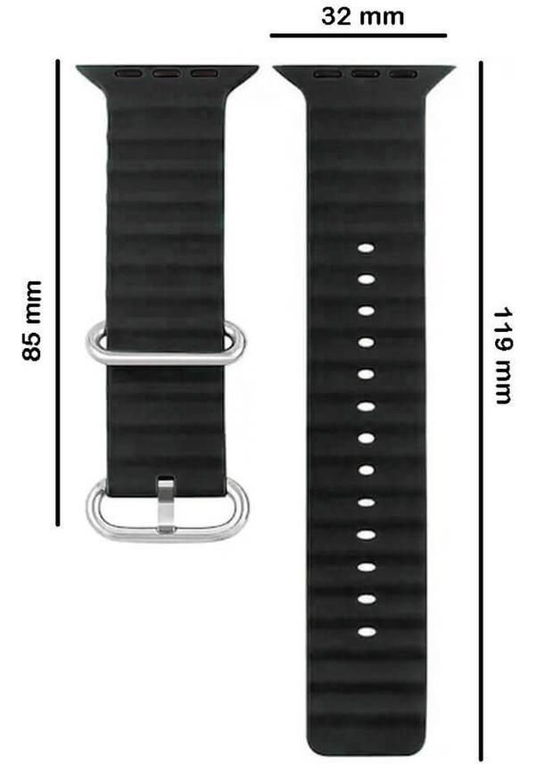 Apple Watch 1 2 3 4 5 6 7 8 Se Ultra 38/40/41mm Ocean Loop Tokalı Kayış Kordon - Siyah 01.Siyah