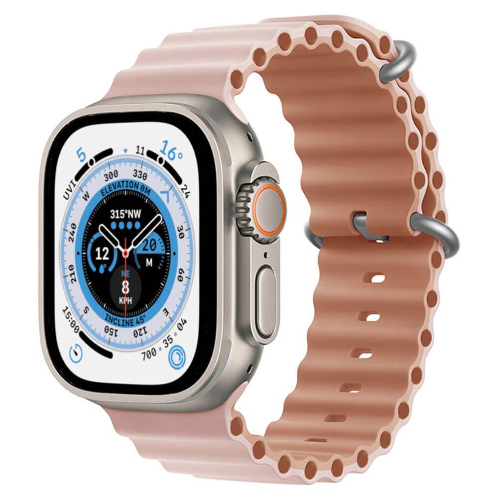 Apple Watch 1 2 3 4 5 6 7 8 Se Ultra 42/44/45/49mm Ocean Loop Kordon, Açık Pembe-gül Kurusu 18-Rose Pembe
