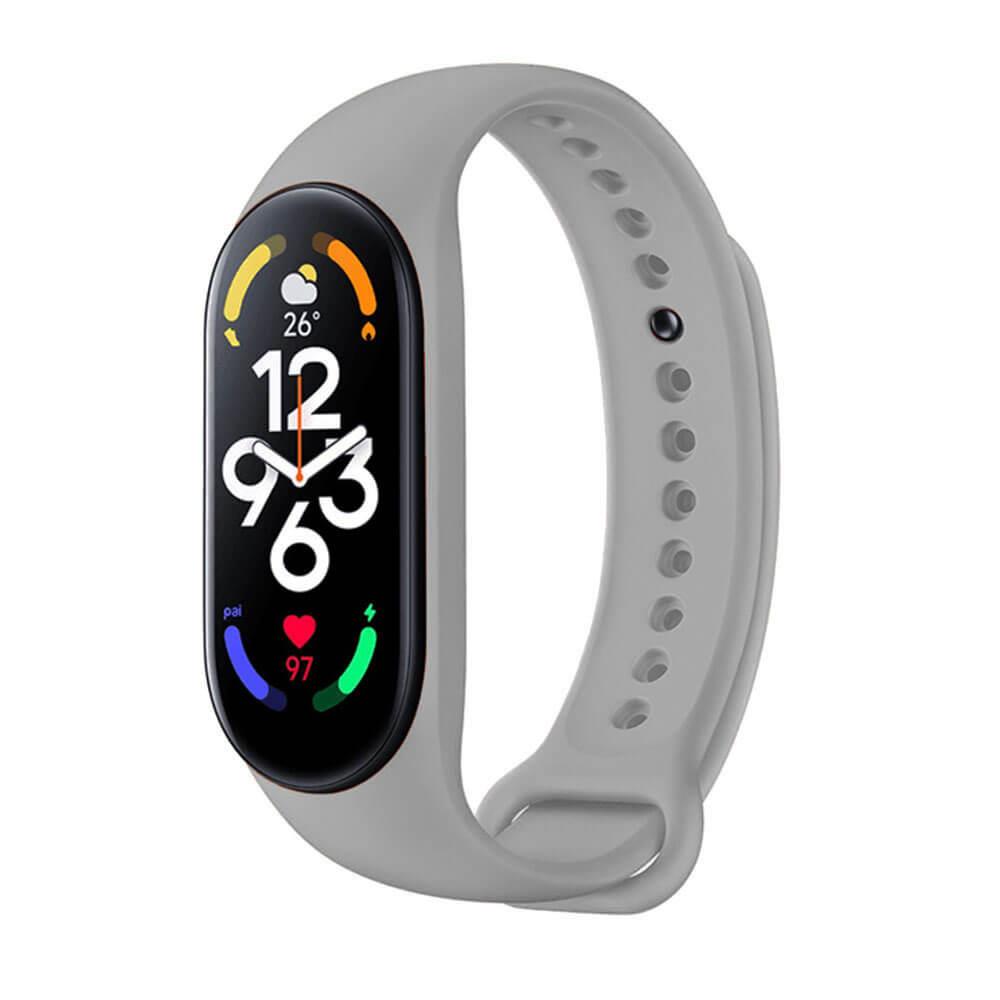 Xiaomi Mi Band 5 Mi Band 6 Mi Band 7 Tme Silikon Kordon Kayış - Gri 136717 - Gri - PR1