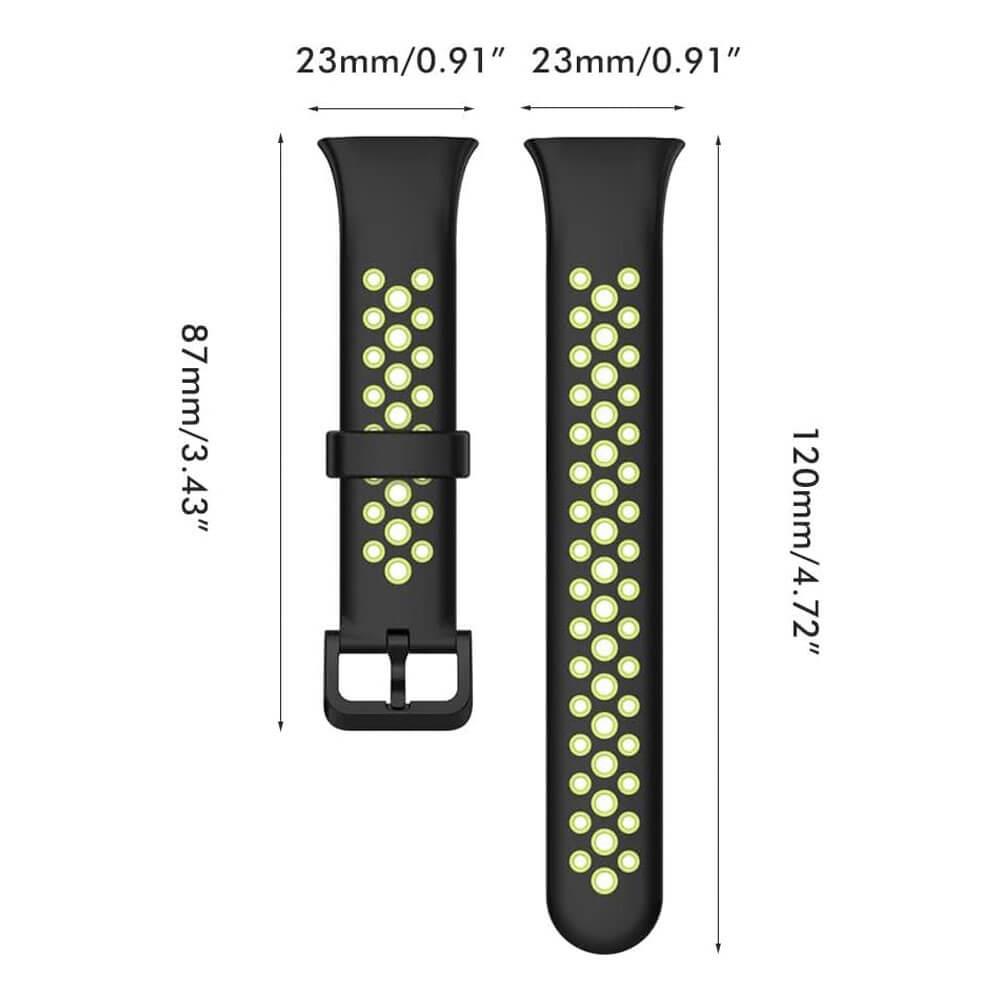 Xiaomi Mi Band 7 Pro Uyumlu Spor İki Renk Delikli Silikon Kordon Kayış - Siyah Yeşil - PR7