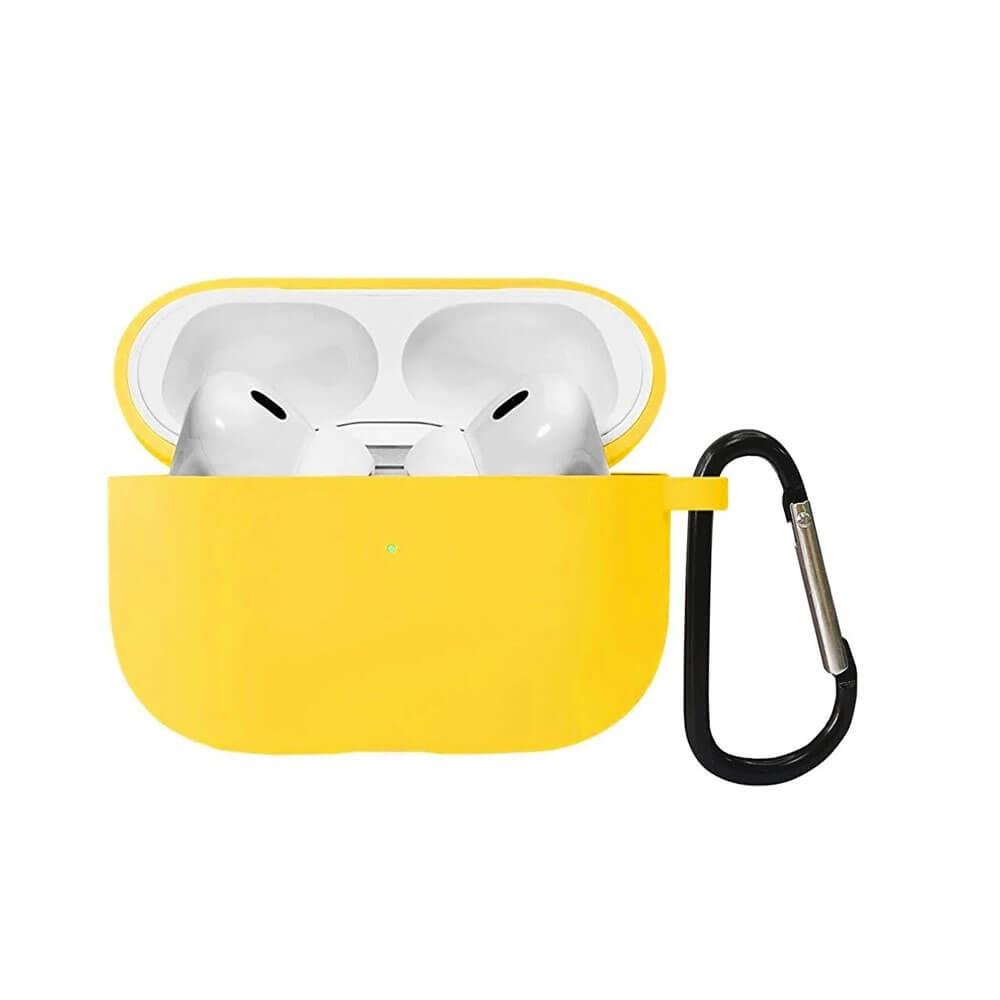 Koodmax Apple Airpods Pro 2. Nesil Uyumlu Silikon Kılıf + Metal Kopça - Sarı - PR10