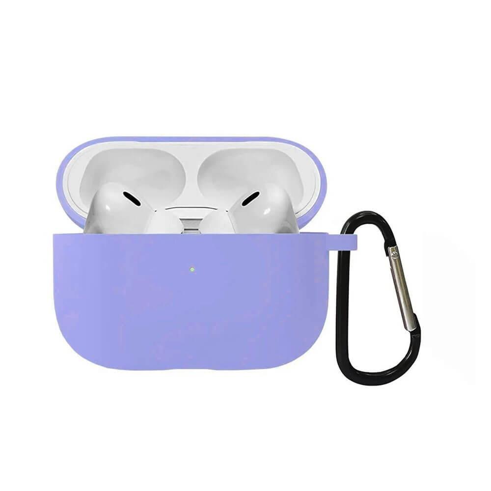 Koodmax Apple Airpods Pro 2. Nesil Uyumlu Silikon Kılıf + Metal Kopça - Mor - PR10