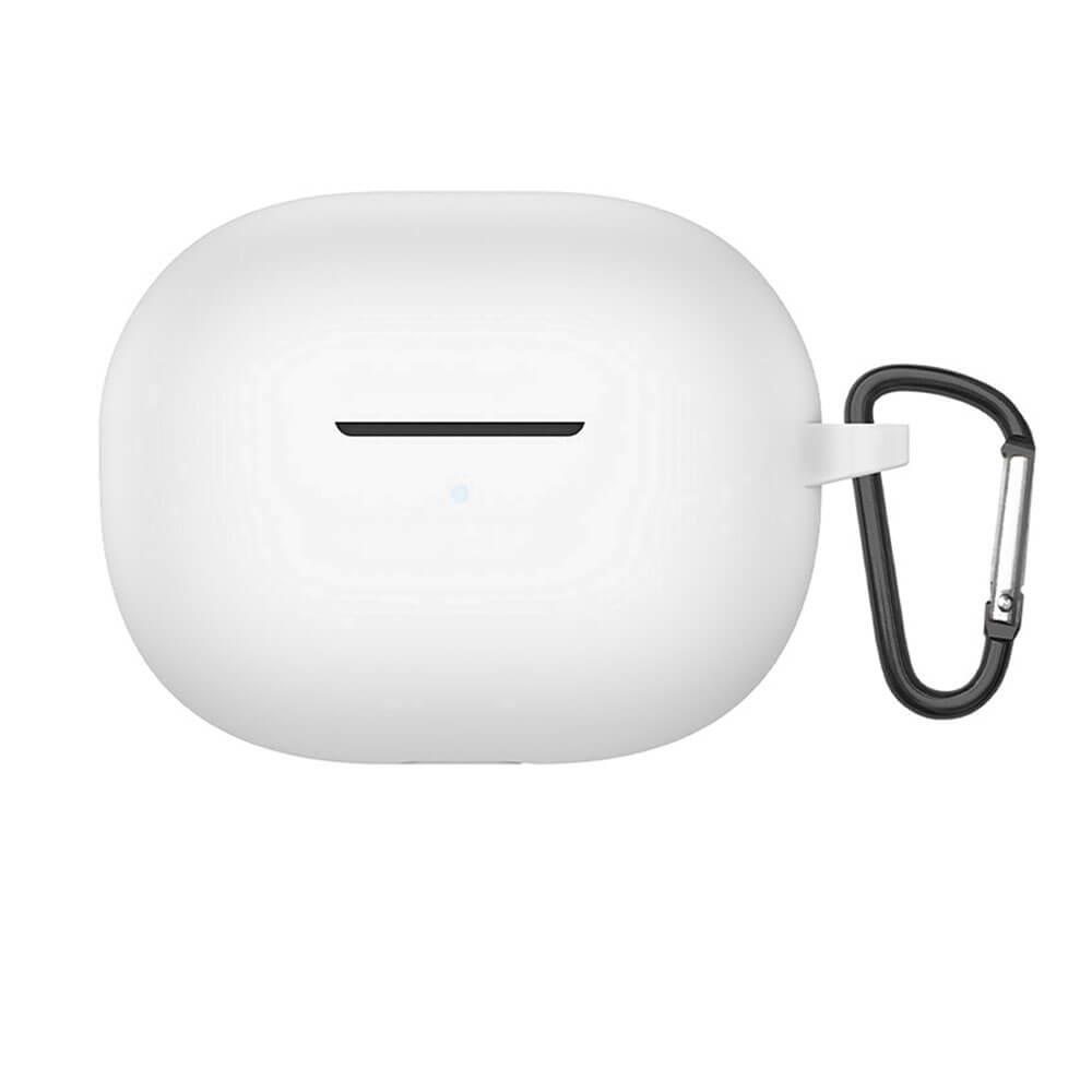 Koodmax Xiaomi Redmi Buds 3 Lite Uyumlu Silikon Kılıf + Metal Kopça - Beyaz - PR11