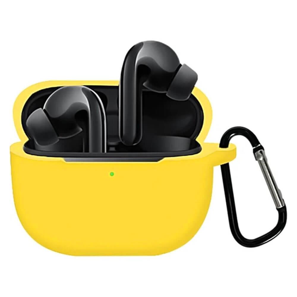Koodmax Xiaomi Redmi Buds 3 Lite Uyumlu Silikon Kılıf + Metal Kopça - Sarı - PR11