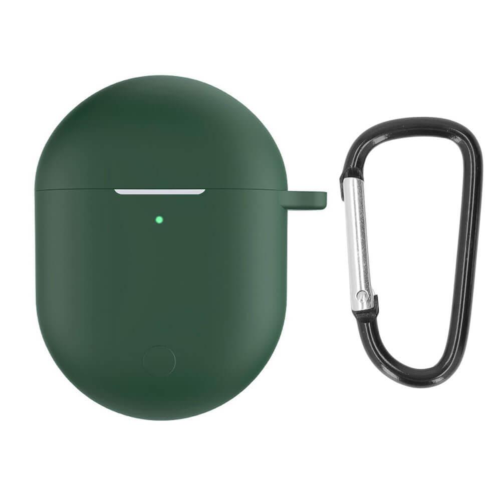 Koodmax Xiaomi Redmi Buds 3 Pro / Airdots 3 Pro Uyumlu Silikon Kılıf + Metal Kopça - Yeşil - PR12